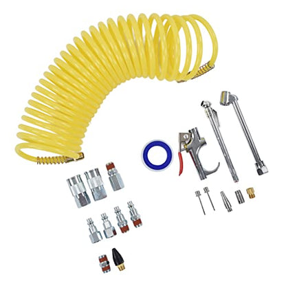Air Compressor Accessory Kit Heavy Duty Industrial Grade 1/4in NPT Quick Connect Air Hose Fittings with Dual Tire Chuck Blow Gun Set for Automotive Tire Inflation and Workshop Use