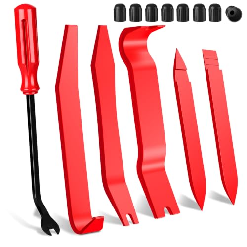 14PCS Auto Trim Removal Tool kit, Car Clip Removal Tools Kit No Scratch Plastic Pry Tool Door Panel Rivet Pliers Tool Kit,Interior Fastener Puller Set for Vehicle Dash Radio Audio Installer Red - color: Red, size: 14 PCS