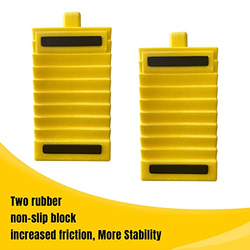 HOXWELL Wheel Chocks Premium, Heavy Duty Camper Vehicle Wedge Design with Black Rubber Bottom Chocks for Travel Trailers, Truck, Car, RV Yellow 4 Pcs - color: Yellow 4 pack