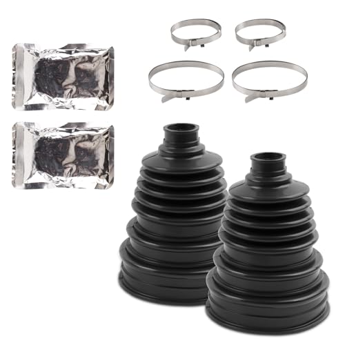 Upgrade 2PCS Universal CV Axle Boot Repair Kit, Not Split CV Boots, Fits 26mm-34mm Shafts, 4.92" (125mm) Height, Premium Silicone, Seals Out Dirt & Moisture, Includes 4 Stainless Steel Clamps - size: Kit 2