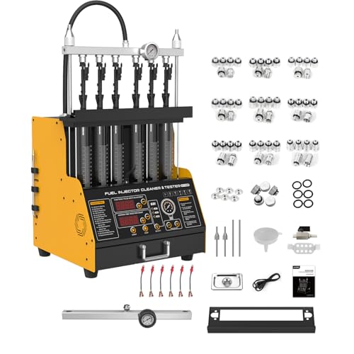 CT400 Fuel Injector Cleaner Tester Machine 6 Cylinders Upgraded Ultrasonic Car Fuel Injectors Cleaning Machine GDI, EFI, FSI Fuel Injection Systems Cleaner Kit 12V/70V/120V