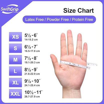 SwiftGrip Disposable Nitrile Exam Gloves, 3mil, Large, Box of 100, Violet Nitrile Gloves Disposable Latex Free for Medical, Cleaning, Cooking & Esthetician, Food-Safe, Powder-Free, Purple - size: Large