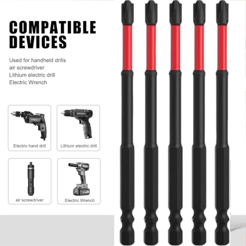 FPH2 Impact Screwdriver Bit Set - 65mm & 110mm Slotted Heads 1/4 Inch Hex Shank, Cross Slot Screw Driver Drill Bits Used Electricians ，CNC Machined Tips with Magnetism,(10pcs)