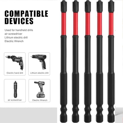FPH2 Impact Screwdriver Bit Set - 65mm & 110mm Slotted Heads 1/4 Inch Hex Shank, Cross Slot Screw Driver Drill Bits Used Electricians ，CNC Machined Tips with Magnetism,(10pcs)