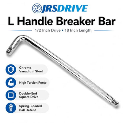 L Handle Breaker Bar 1/2 inch drive 18 inch length Socket Wrench, Heavy-Duty Double end drive Extension Bar for Car, Truck, Van Square Drive Socket Handle - size: 1/2 inch 18
