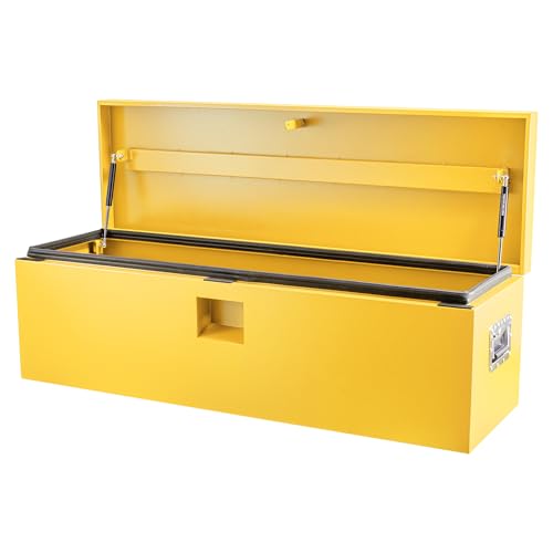 Industrial Steel Truck Tool Box w/Gas-Shock Lid, Pry-Resistant Security & Weatherproofing Toolbox Organizer Chest Fits Pickup, Truck Bed, RV, Trailer - color: Yellow, size: 15X15X24 inch