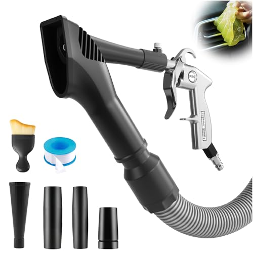 GOCCIDA 2IN1 Car Interior Detailing Air Cleaning Gun & Vacunm Gun | Multifunctional Car Cleaning Kit with Metal Nozzle,Extractor Vacuum Set Quickly Blasts Dirt and Dust from Surface with Air - color: white