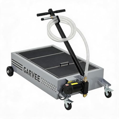 20 Gal Oil Drain Pan with 8.2ft Hose High-Flow Electric Pump | with Electric Pump, Wheels & Folding Handle, Oil Drain Tank for Cars, SUVs, Trucks, Buses, RVs - color: National Flag-Silver, size: 20 Gal with Electric Pump