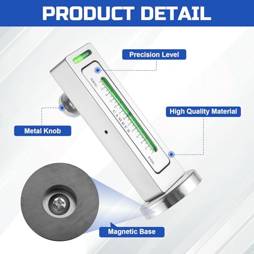 Amiss Universal Magnetic Gauge Tool, High-Accuracy Camber Caster Gauge, Strong Magnetic Base Adjustable Wheel Alignment Tool for Automotive Vehicle Truck RV Tire Repair, Car Accessories(Silver) - color: Sliver-1pc