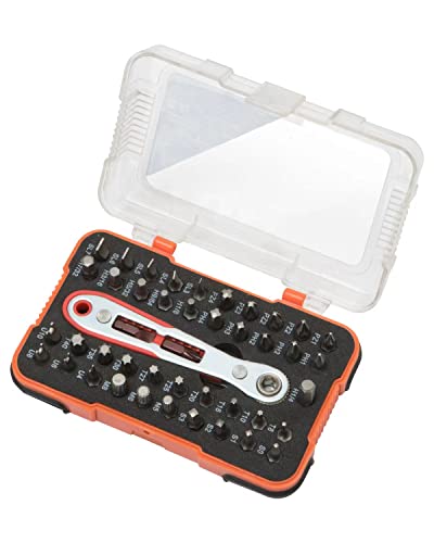ROTATION 44pc Bit Set with 1/4 Mini Ratchet Offset Screwdriver, Portable Case, CR-V Steel, Drive Handle & Multi Hex/Phillips/Slotted/Torx/Star - style: 44pc