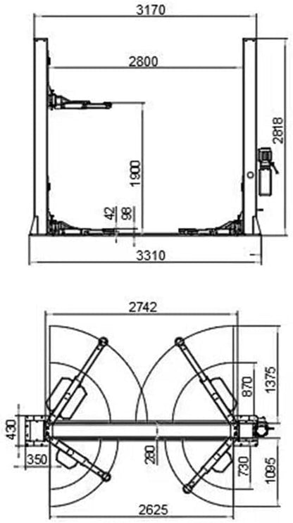 12000 Lbs 4.0HP Two Post Lift Single Lock Release Free Shippping Auto lift Car 2Post Lift H120D