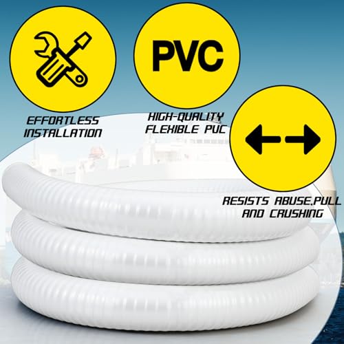 Breling 5 Ft Sanitation Hose 1-1/2"id Vac Heavy Duty Marine Sanitation Hose for Boat Drains Plumbing Systems