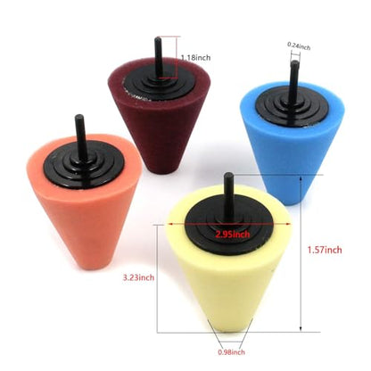 4PCS Cone Buffing Polishing Pads Kit,Drill-Attachable Wheel Polish Sponge,Premium Automotive Polishing Cone for Car Wheels, Hubs & Rims, Scratch-Free Buffing Tool