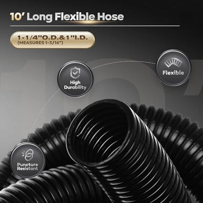 10 Ft Dust Collection Hose Kit with 5 Fittings Ultimatefor Woodworking Power Tools,Home Use and Wet/Dry Shop Vacuums - size: 10FT HOSE KITS