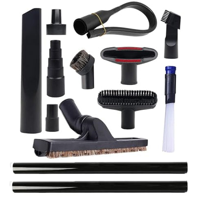 GIB 13Pcs Universal Vacuum Attachments for Shop Vac Accessories w/Adapters | 2 1/2" to 1 1/4" & 1 7/8" to 1" Vacuum Hose Adapter, 1 1/4" Vacuum Floor Brush Flexible Crevice Tool & Vacuum Extension Wand - size: 13PCS