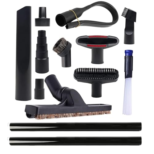 GIB 13Pcs Universal Vacuum Attachments for Shop Vac Accessories w/Adapters | 2 1/2" to 1 1/4" & 1 7/8" to 1" Vacuum Hose Adapter, 1 1/4" Vacuum Floor Brush Flexible Crevice Tool & Vacuum Extension Wand - size: 13PCS