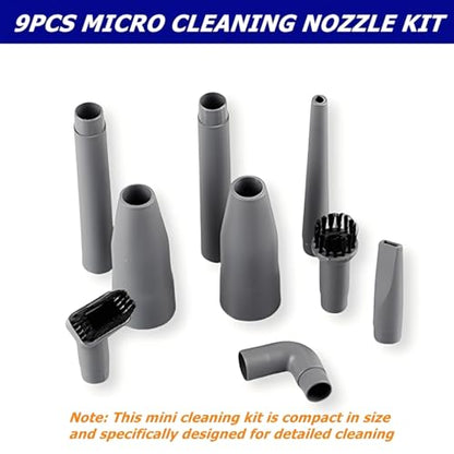 9 Pcs Micro Cleaning Nozzle Kit, 1-1/4" and 1-3/8" Detailed Cleaning Vacuum Attachment Compatible with Compact Wet Dry Shop Vacuum for Home/Office/Vehicle