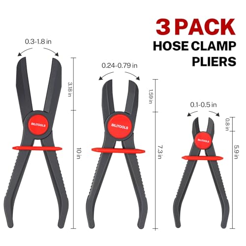 BILITOOLS 3pcs Hose Pinch Off Pliers Set, Straight Clamp Tool for Lines | 5.9/7.3/10" Sizes Plastic Pliers Set, Non-Damaging, Locking Grip, 160°c Heat-Resistant, for Fuel/Coolant/Brake/Vacuum Lines - size: 3-Piece, style: Straight