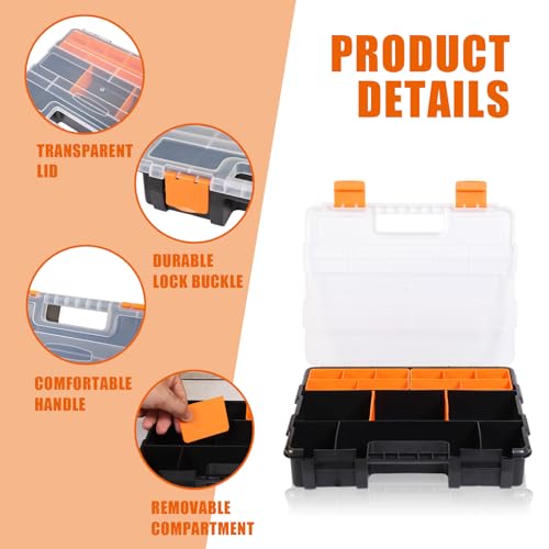 Torin AG421B Hardware & Parts Organizers: 4 Piece Versatile And Durable Storage Toolbox for Bolts, Screws, Nails, Nuts and Small Hardware, Black/Orange - style: 4 Piece Plastic Storage toolbox