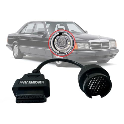 38 Pin MB Benz Obd2 Adapter Diagnostic Connector, Compatible for Mer cedes Benz 38pin OBD1 to OBD2 16 Pin Adapter Cable, Work with ELM327 - style: Fit for Benz-38pin