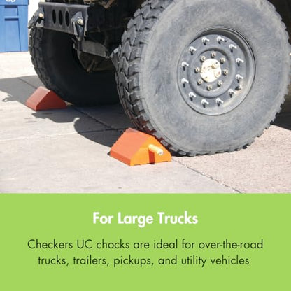 Checkers Roped Pair of Large Wheel Chocks for 27-32" Tires, Heavy Duty Wheel Chock for Semi Trucks, Utility, Tractor Trailer, 60k lb Load Capacity, Made in The USA, Polyurethane, UC1400-6-P - size: 60k lb Load Capacity, style: Roped Pair