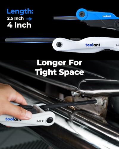 toolant 11PCS Long Arm Folding Allen Wrench Set, Metric Hex Key Set 1.5mm-12mm, Extended Reach Allen Key Set with 4 Inch Long Arms, CRV Steel Foldable Hex Wrench Tool for Bike Repair, Home & DIY - size: 11PCS（Folding ）-Metric
