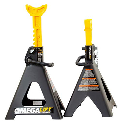 32068 Heavy Duty Jack Stands 6 Ton Pair - Double Locking Pins - Handle Lock and Mobility Pin for Auto Repair Shop with Extra Safety, Black