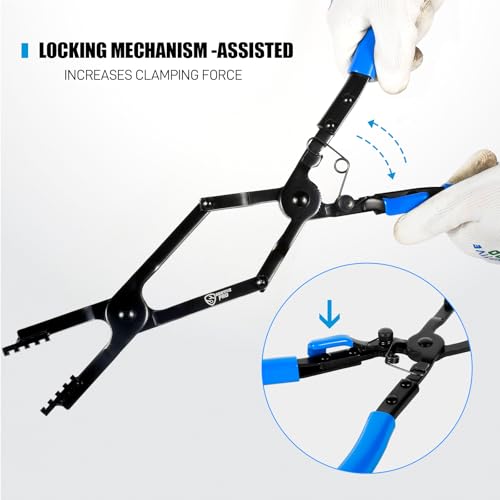 SMOTIVEPRO 17" Long Reach Hose Clamp Pliers with Locking Mechanism, Extra Long Reach Hose Clamp Pliers for Hard-to-Reach Hoses - color: 17" Long Reach Hose Clamp Pliers