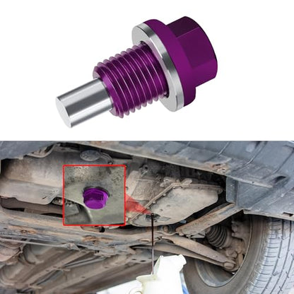M14×1.5 Magnetic Oil Drain Plug, Transmission Oil Plug, Oil Pan Sump Drain Nut Bolt Screw Repair Kit, Car Magnetic Oil Drain Plug Removal Tool for Honda, Mazda, Suzuki, Jeep, Odyssey - color: Purple