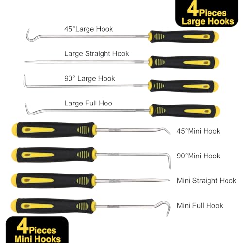Aleric 8 Pieces Pick and Hook Tools Set, Precision Automotive Pick Tool for Car Auto Oil Seal, Pick Set Mechanic, Picks Tool Set to Remove Hoses and Gaskets, Pick Hooks Puller Remover Kit