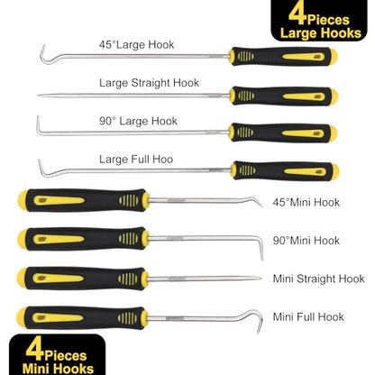 Aleric 8 Pieces Pick and Hook Tools Set, Precision Automotive Pick Tool for Car Auto Oil Seal, Pick Set Mechanic, Picks Tool Set to Remove Hoses and Gaskets, Pick Hooks Puller Remover Kit