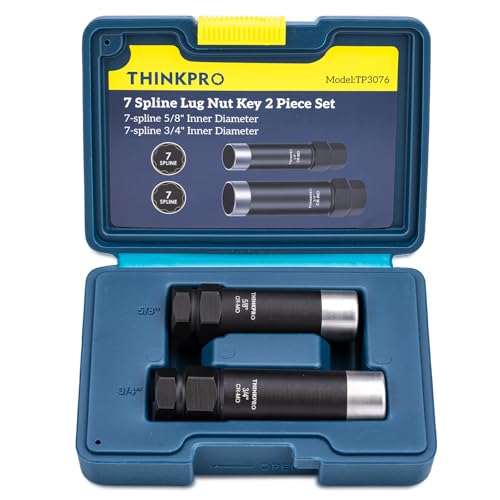 7 Spline Lug Nut Key Set 2 Piece | Alloy Steel Reinforced, Wheel Lock Removal Tool, 3/8" Drive, Thin Wall Spline Socket for Aftermarket Wheels,Cr-Mo