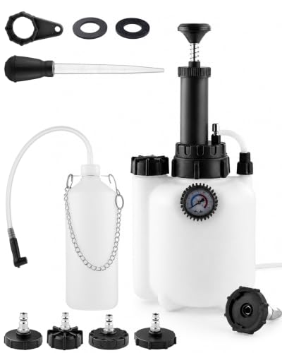 3L Brake Fluid Bleeder Kit w/ 1L Waste Oil Bottle, Automotive Power Bleeding Tool for Flush Brakes, Pressure Brake Bleeder for Clutch System, Includes 43.5/45/49.5/50.7mm Master Cylinder Caps | Pressurized System, One-man Brake Bleeding at Home