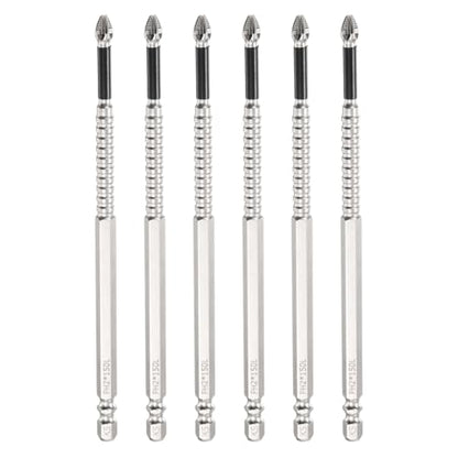 HARFINGTON 6pcs Impact Phillips Screwdriver Bit PH2 (#2) Anti Slip Tip 1/4" Hex Shank 6" (150mm) Long Magnetic Cross Screw Driver Industrial Power Drill Bits for Remove Fastening Screws - size: 6 inch