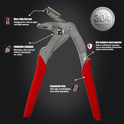 Car Clip Pliers with 40PCS Auto Fastener Clips, Panel & Trim Removal Tool Kit, Spring Loaded Clip Removal Pliers, Plastic Rivet & Push Pin Remover for Interior and Exterior Automotive Repair