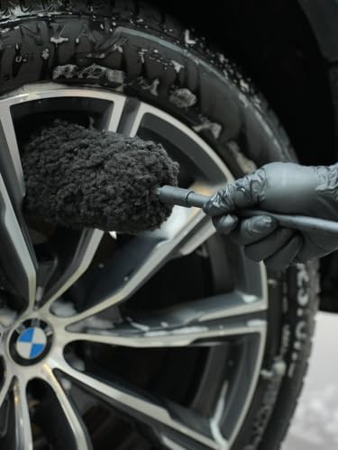 Drill Wheel Brush, Drill Microfiber Wheel Brush, SPTA 1 Pc Soft Microfiber Extended Reach Rim Drill Wheel Brush,with 1 adddtional Drill Adapter for Electric Drill -DF068