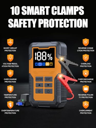 Car Battery Jumper Starter with OBD2 Scanner 7000A for All Gas & 14L Diesel | Portable Jump Starter for 12V Dead Battery, Code Reader, Scan Diagnostic Tool with Jump Cable Flashlight Emergency Kits - color: 7000A+Jumper Starter+OBD2 Scanner