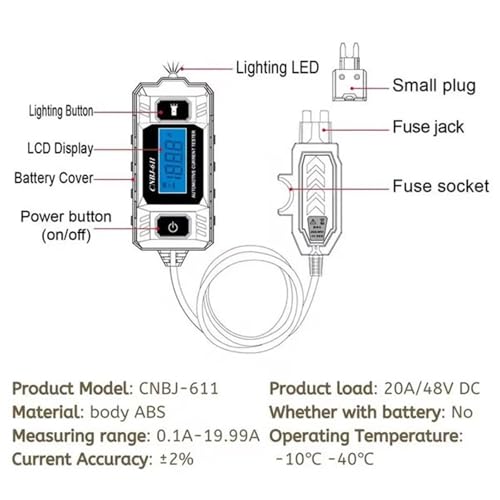 Automotive Circuit Fault Probe Tester, CNBJ-611 Car Circuit Tester, Automotive Fuse Tester Max 48V, Circuit Fault Test Tool, Blade Fuse with 23A 12V Battery (2 PCS) - color: 2 PCS