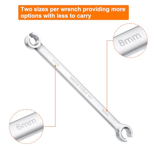 HARFINGTON 2pcs Flare Nut Wrench 6mm x 8mm High Carbon Steel Nickel Plating Wrench for DIY Hand-making Automotive Repairs and Household Maintenance - size: 6mm x 8mm