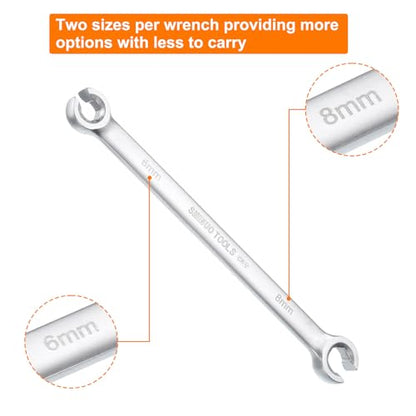 HARFINGTON 2pcs Flare Nut Wrench 6mm x 8mm High Carbon Steel Nickel Plating Wrench for DIY Hand-making Automotive Repairs and Household Maintenance - size: 6mm x 8mm