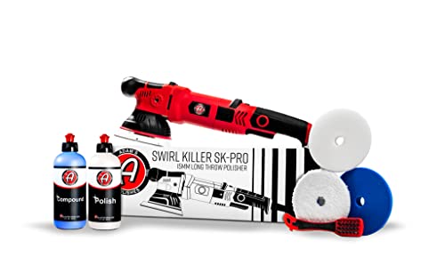 Adam's Polishes SK Pro 15mm Car Polisher Kit 7 Item- Professional Buffer Polisher for Car Detailing | Use W/Car Polish, Polishing Compound, or Car Scratch Remover | Car Wash Clay Bar Ceramic Coating - size: 15mm Polishing Kit (7 Item)