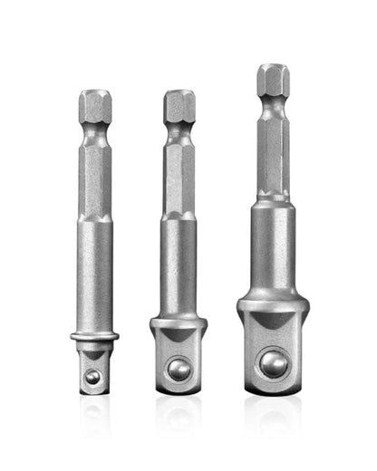 BOEN Impact Grade Socket Adapter Set, 3-PCS Drill Bit Adapter with Bit Holder, Sizes 1/4", 3/8", 1/2", 1/4-Inch SAE Hex Shank, Cr-V, for Cordless Drill & Screwdriver, Power Drill & Driver - size: 3PCS SAE