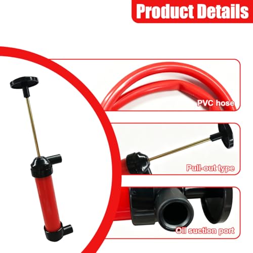 Multi-Use Siphon Fuel Transfer Pump Kit, Universal Hand Fluid Transfer Pump with Siphon Hose, Portable Automotive Oil Extractor Accessories for Gas, Liquid (Black)
