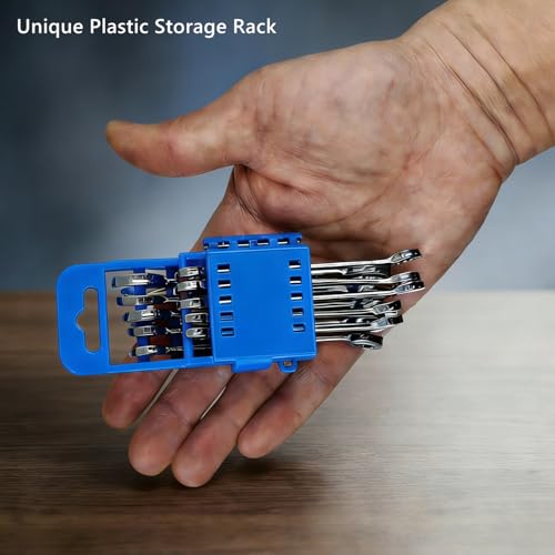 Small Wrench Set, 20-Piece Mini Combination Wrench Set, Ignition Wrench, Micro & Thin, SAE & Metric Size, 5/32"-7/16" & 4mm-11mm, with Unique Wrench Organizer (Red & Blue) - size: SAE+MERTIC