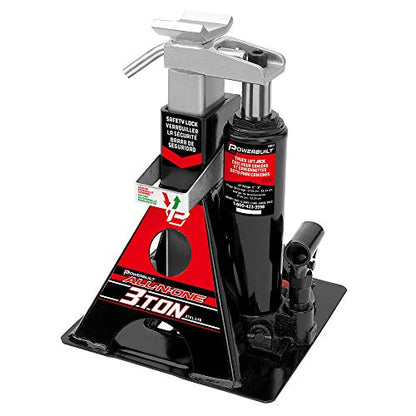 Powerbuilt 3 Ton, Bottle Jack and Jack Stands in One & All-in-One Unijack Pinch Weld Saddle Adapter, Protect Vehicle Frame, Car Lift - 240337
