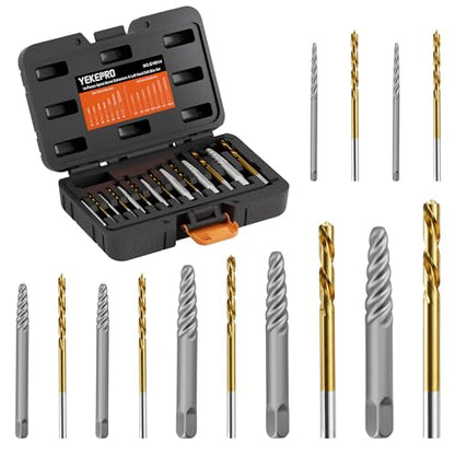 14-Piece Screw Extractor & Left-Hand Drill Bit Set, Easy Out Fastener Extractor Kit with Alloy Spiral Flutes - Premium Tool for Easily Removing Stripped, Broken & Rusty Screws, Bolts & Studs - size: 14PCS