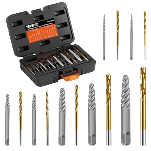 14-Piece Screw Extractor & Left-Hand Drill Bit Set, Easy Out Fastener Extractor Kit with Alloy Spiral Flutes - Premium Tool for Easily Removing Stripped, Broken & Rusty Screws, Bolts & Studs - size: 14PCS