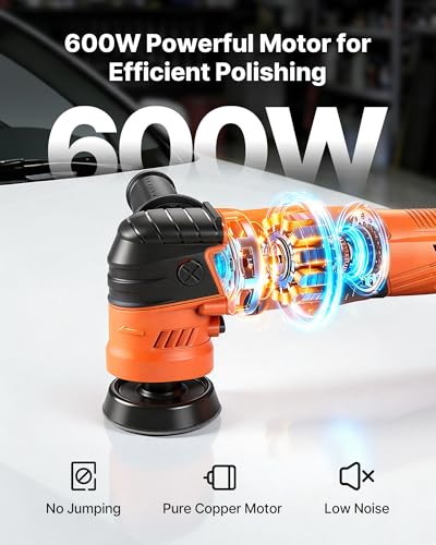 VEVOR Car Buffer Polisher, 1.2"/2"/3" Rotary Polisher Buffer, 600W 6 Variable Speeds 1000-4500RPM Car Polisher Waxer Kit for Cars Detailing, Waxing, Polishing, Scratch Removal - size: 1.2"/2"/3"