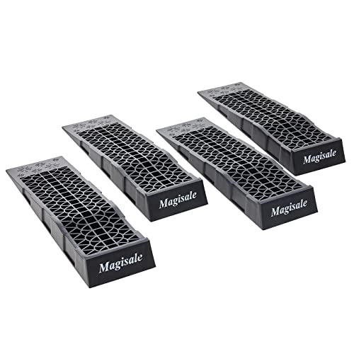 Magisale Low Profile Plastic Car Service Ramps 6 Ton Heavy Duty Truck Vehicle Ramps for Oil Changes& Maintenance- 4 Pack - size: 4pc