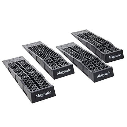 Magisale Low Profile Plastic Car Service Ramps 6 Ton Heavy Duty Truck Vehicle Ramps for Oil Changes& Maintenance- 4 Pack - size: 4pc